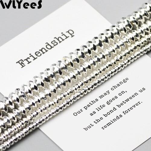 WLYeeS plating Silver Hematite beads Flat Round Loose Spacer beads 3 4 6 8 10mm Charm natural stone for DIY Bracelet Gift making