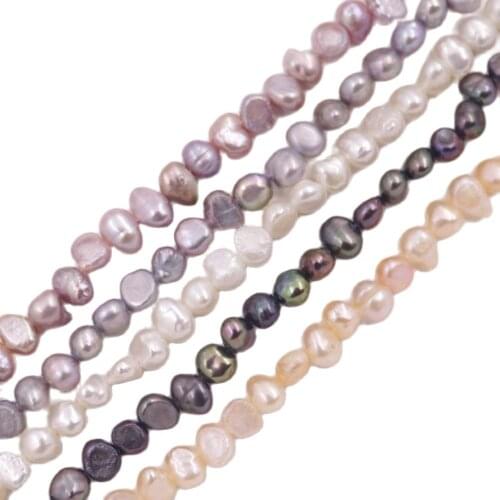 5mm-6mm Genuine pearl loose beads 14 inches long jewelry making DIY Choose White Pink Purple Gray