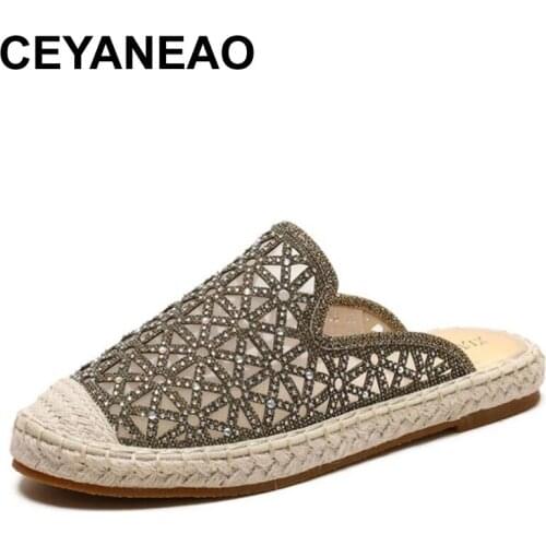 CEYANEAOLow Shoes Womans Slippers Slides Jelly Flip Flops Loafers Fashion Cover Toe 2021 Soft Glitter Luxury Hoof Heels Fisherm
