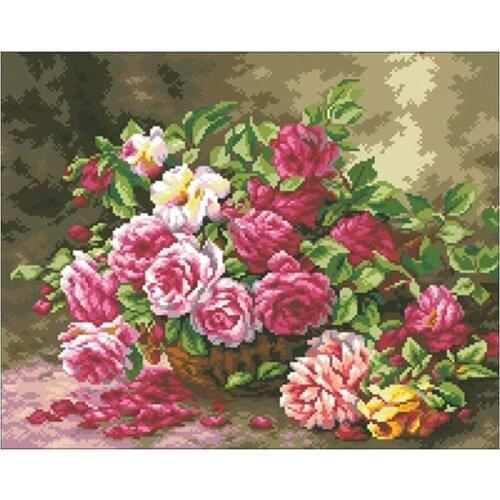 Blooming roses in a basket Counted Cross Stitch 11CT 14CT 18CT Cross Stitch Kits Embroidery Needlework Set