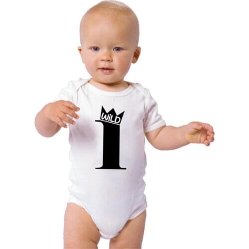 Wild One Birthday New Design Cotton Short Sleeve Baby Bodysuit Baby Boys Girls Clothes Funny Baby Girls Cloth 0-24M Babe Onesie