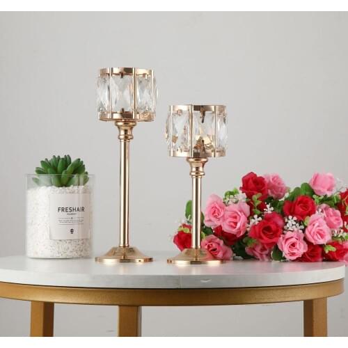 IMUWEN Crystals Candle Holder Delicate Candlestick Shiny Candle Stand For Romantic Party Wedding Home Hotel Table Decoration