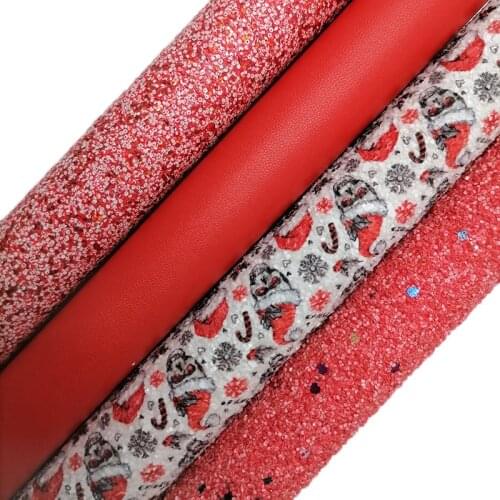 Red Glitter leather, Skulls Printed Glitter Faux leather, Nappa Faux Leather Sheets For Bows DIY 21x29CM KM675