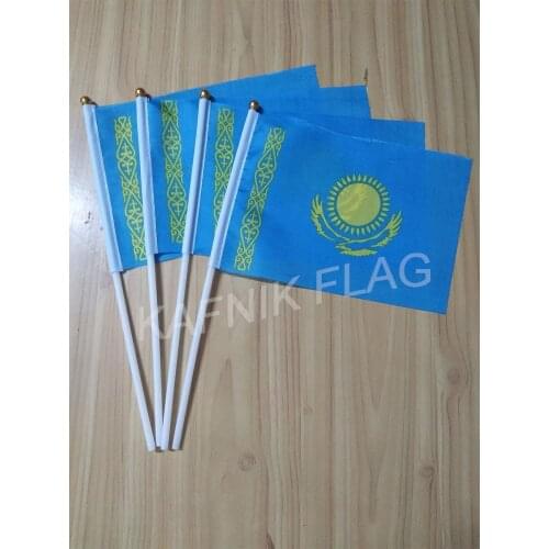 KAFNIK,5pcs Kazakhstan Hand Flag National Hand Flag 14*21cm Free Shipping