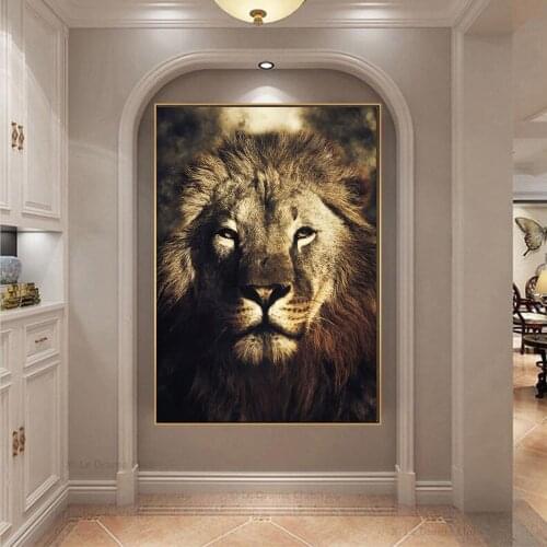 Lion Wolf Eagle Horse Leopard Nordic Animal Posters and Prints Wall Art Canvas Painting for Living Room Home Interior Decoration
