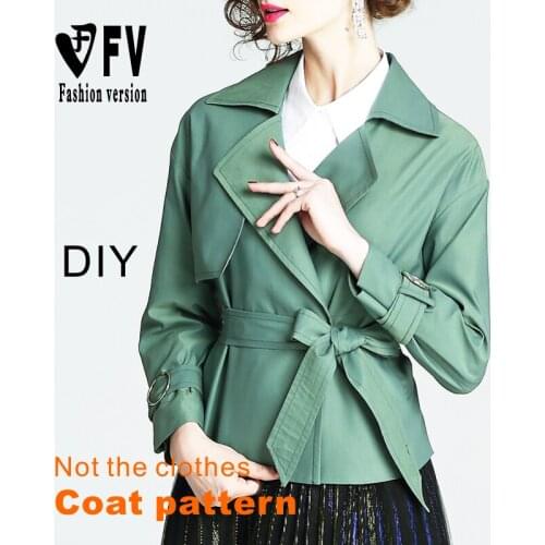 Short windbreaker pattern coat cutting diagram 1:1 clothing design pattern BWT-96