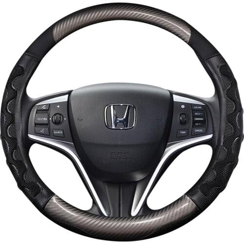 38CM Carbon Fiber Leather Steering Wheel Covers for Honda Accord City Civic Fit Brio CRV HRV Mobilio Odyssey Accessories
