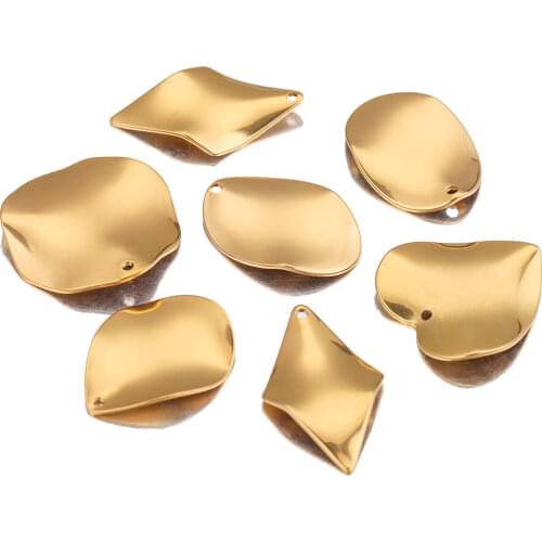 10PCS Stainless Steel Gold Color Plated Distortion Round Disk Pendants Charms for DIY Jewelry Making Findings Wholesale