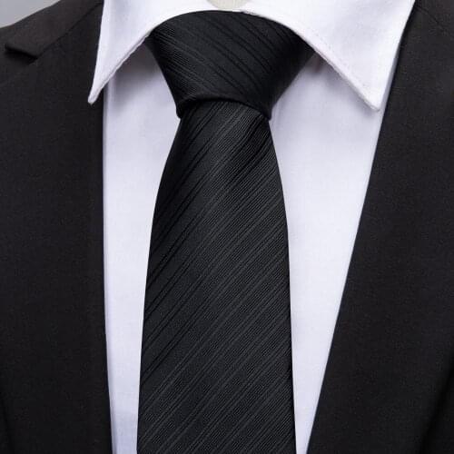 LS-5089 Mens Ties 100% Silk Jacquard Woven Black Silk Ties For Men Wedding Business Party Barry.Wang Handkerchief Neck Tie Set