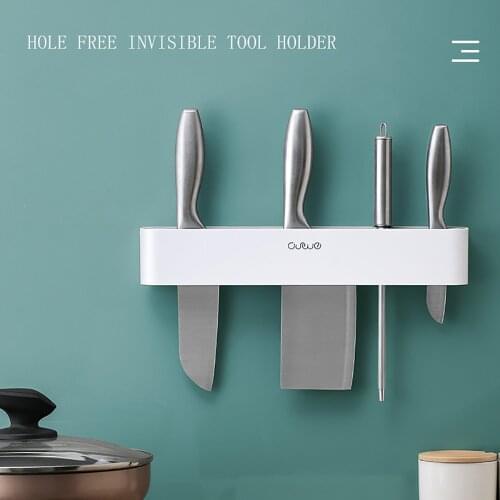 Wall Mounted Knife Scissors Holder Container Cutlery Blade Tube Shelf Knife Block Knife Stand Kitchen Cooktops Knife Storage Box