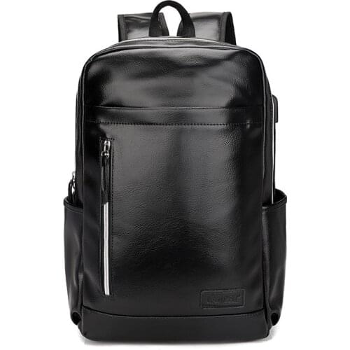 2020 new mens pu casual trend outdoor usb vertical large capacity computer backpack travel backpack