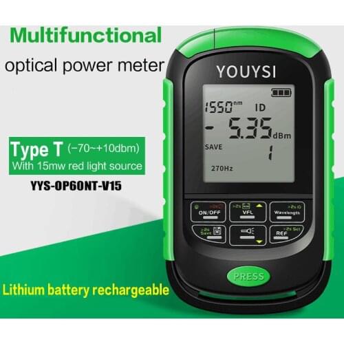 NEW 4in1 Li-Lion Battery Optical Power Meter Visual Fault Locator Network Cable Test Optical Fiber Tester VFL Free Shipping