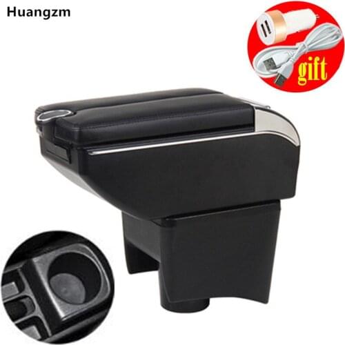 For Volkswagen VW Polo Armrests box Double doors open 7USB Centre Console Storage Box Arm Rest Car accessories
