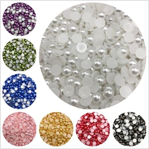 4mm 6mm 8mm 10mm Half Round Bead Flat Back Pearl Scrapbook Beads For Jewelry Making DIY Handmade Scrapbooking Beads