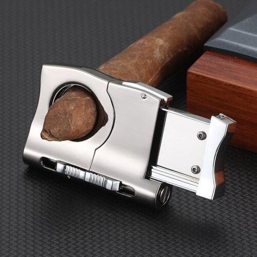 GALINER Portable Cigar Cutter Metal Dual Blade Tobacco Cutting Guillotina Sharp Cutter Cigar Accessories With Punch