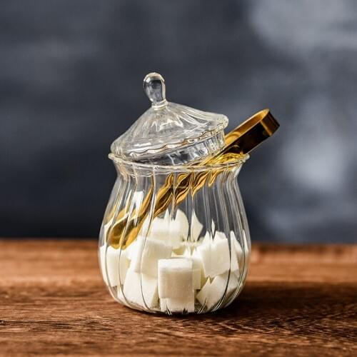 European Style Transparent Heat Resistant Glass Tea Can Coffee Can Storage Bottle Candy Jar with Lid Snack Jar