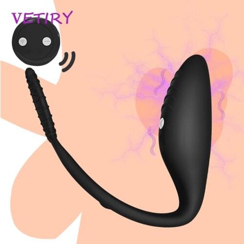 Electric Shock Sex Vibrator For Man Prostate Massager Wireless Remote Anal Butt Plug With Delay Ejaculation Dick Ring Adult Toy