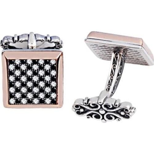 Silver White Zircon Cufflinks