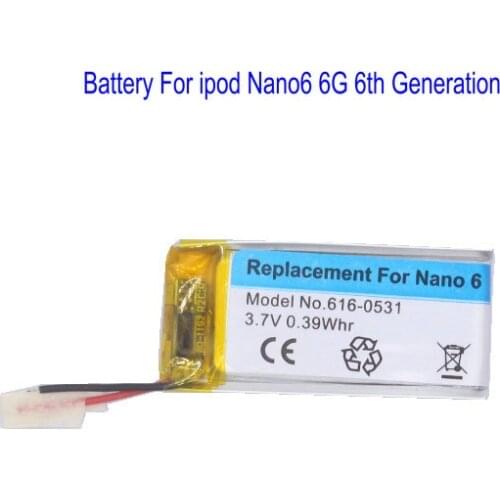 1 x Replacement 616-0531 Battery For ipod Nano6 6G 6th Generation MP3 Li-Polymer Rechargeable Nano 6 Batteries