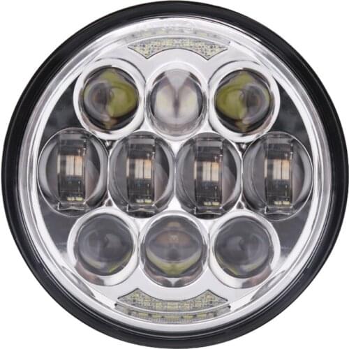 5.75" LED Projector Motorcycle Round Headlight White DRL Light for Motorcycle Motorcycle LED Projection Headlamp Chrome