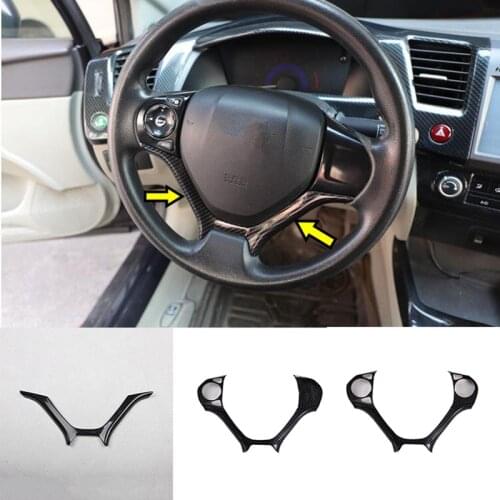 For Honda Civic 9th 2012 2013 2014 2015 Steering Wheel Panel Cover Decoration Carbon Fiber