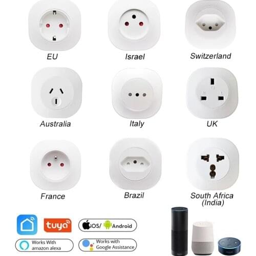 TUYA WiFi Smart Mini Home Socket 16A Japan UK EU France Israel Italy APP Voice Control Function Compatible with Alexa Google