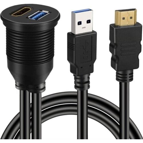 USB 3.0 And HDMI-compatible To HDMI-compatible + USB3.0 AUX Expansion Dashboard Waterproof Car For Embedded Mounting Cables