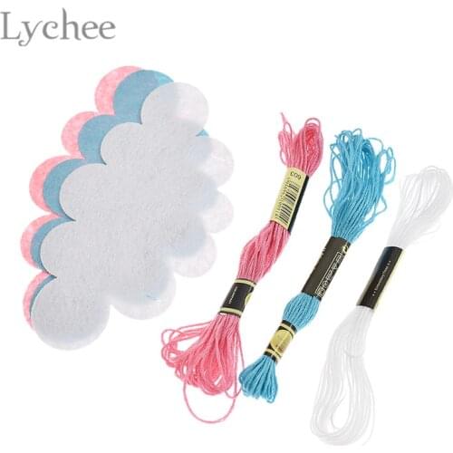 Lychee Life White Pink Blue Cloud Buntings Party Decorative Felt Banners Baby Shower Birthday Party Ornaments