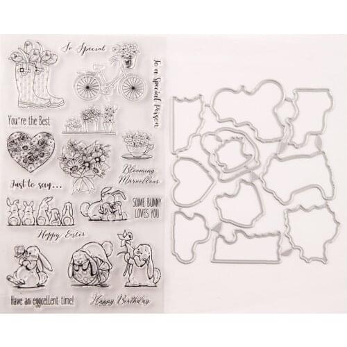 Cutting Dies Christmas Metal Cutting Die Stencils Die Cut for DIY Scrapbooking Album Paper Card Embossing T1684 Rabbit Vase