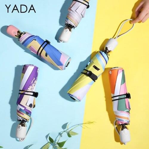 YADA 2021 Colorful Graffitti Pattern Automatic Umbrella Rain Sunny&Rainy Umbrella For Women Windproof Folding Umbrellas YS200241