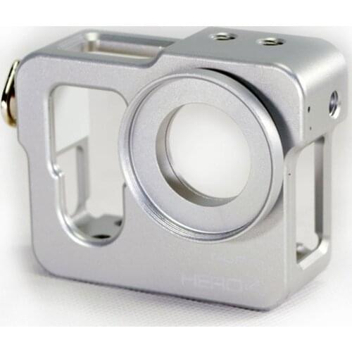 Aluminum Alloy CNC Skeleton Rugged Cage Protective Case + Lens Cap for GoPro Hero 3+ 4
