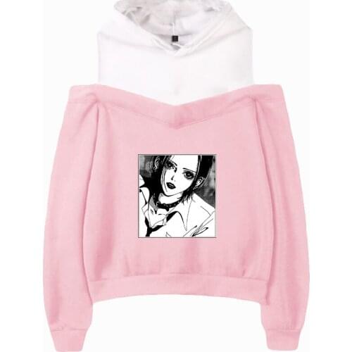 Anime Print NANA Off-shoulder Women Hoodies NANA Sweatshirts 2021 Kawaii Womens Clothes Anime Hoodie Off-shoulder Pullovers