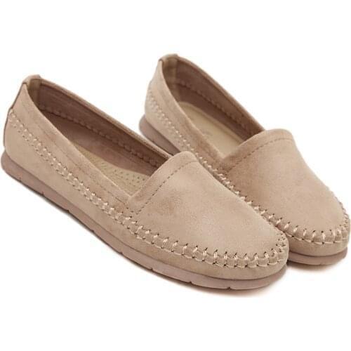 2021 Spring women flats casual shoes big size 44 female flat loafers flock shoes slips slip-on flat womens Shoes Soft Round Toe