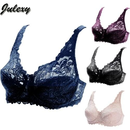 Julexy C D E Big Size 2020 Women Bra Bralette Ultrathin Pure Cotton Brassiere Hollow out Underwear Sexy Lace Plus Size