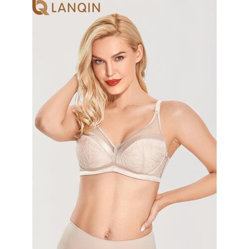 Womens Sheer Lace Bra Non-padded Plus Size Underwire Full Coverage U back