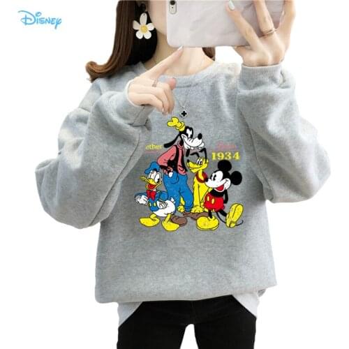 Disney Anime Mickey Goofy Donald Duck Brand Sweatshirts for Women Autumn Winter Cartoon Sweatshirt Ladies Korean Pullover Fall