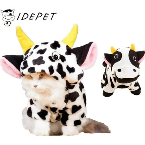 Winter Cat Clothes Coat Cow Costumes Thickening Pet Cat Clothes For Small Cat Fleece Cartoon Sweater Pet Clothes 30 S1