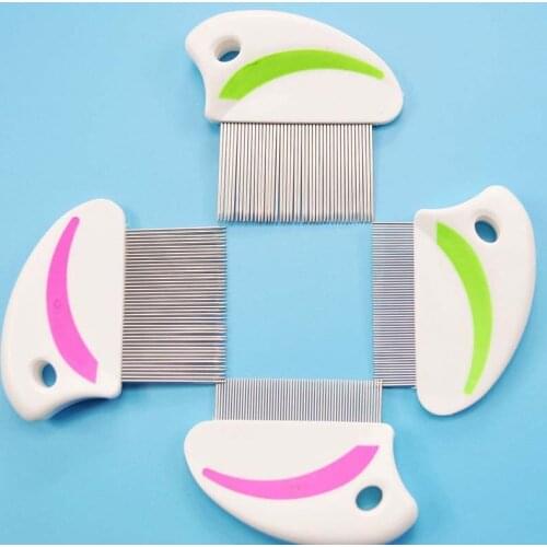 1Pc Pet Hairbrush Comb for Dogs Stainless Steel Tooth Lice Removal Dog Comb Tool Plastic Handle Random Color
