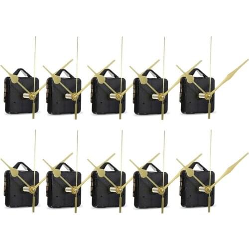 10Pcs DIY Silent Movement Spindle Hands Wall Quartz Clock Movement Mechanism Repair Tools Part Clock Kit