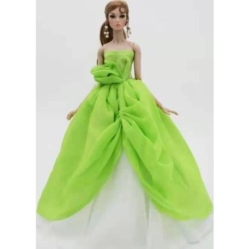 11.5" Fashion Green White Rose Wedding Dresses For Barbie Doll Clothes Clothing Off Shoulder Princess Party Gown 1/6 Accessories
