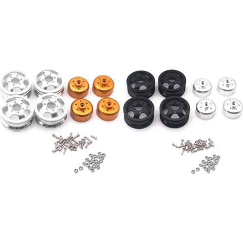 2 Set Metal Wheel Rim Kit Wheel HUB for WPL B1 B-1 B14 B-14 B16 B-16 B24 B-24 C14 C-14 B36 with Screws, Silver & Black