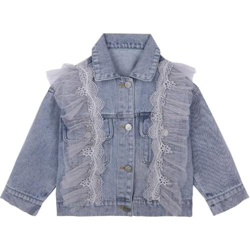 2021 New Baby Girl Boy Spring Autumn Lace Denim Coats Jackets Fashion Cartoon Jacket Kids Children Overwear Clothes