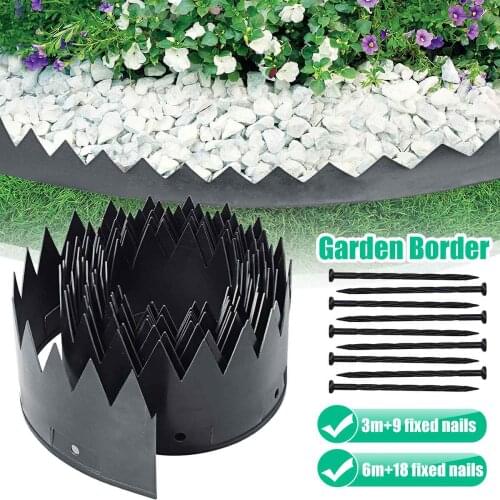 3/6m Flexible Plastic Landscape Garden Grass Lawn Edging Project Kit Border landscape edging Easy Install Insert Black