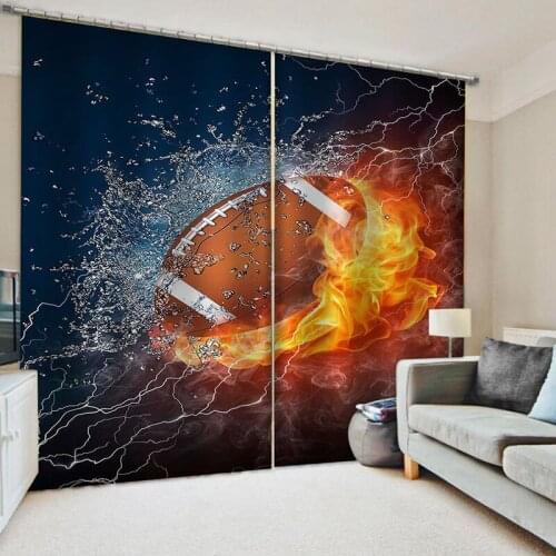 3D Basketball Flame Ball Living Room Bathroom Indoor Decor Kids Window Treatment Curtain Panels With Grommets