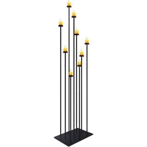 8pcs)Luxury Flooring Candelabra 9 Heads Black Candle Holder for Wedding Decoration qq493