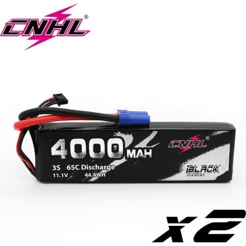 2PCS CNHL Lipo 3S 11.1V Battery Black Series 4000mAh 65C For Airplane Helicopter Jet Edf Speedrun With EC5 Plug