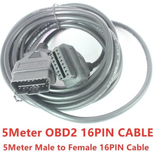 Car 5M 16PIN ODB2 Elm327 Extension Cable Male to Female Connector OBD 2 II EML 327 Adapter Diagnostic Tool