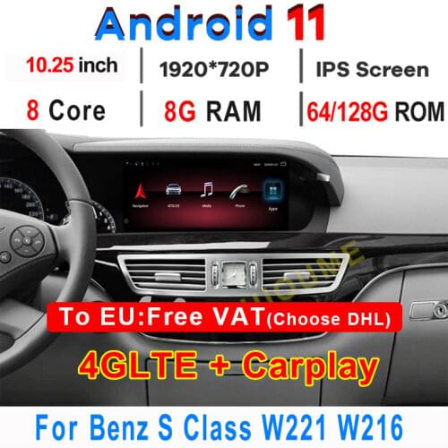10.25" Android 10 8Core 8+64G Car Multimedia Player Radio for Mercedes Benz S Class W221 W216 2006-2013 Stereo Head Unit Navi