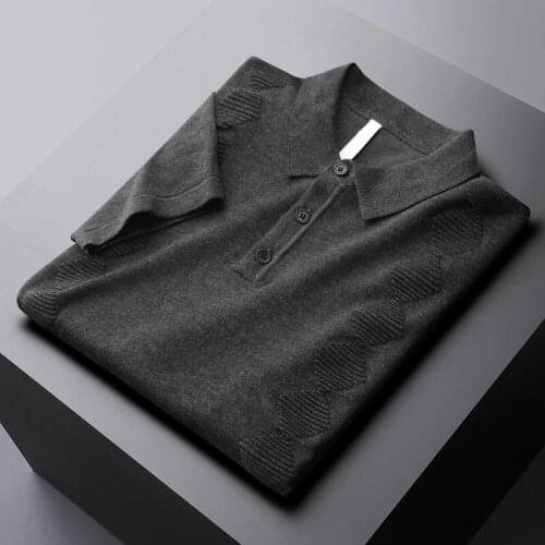 Brand Summer Knitted Mens T-shirts High Quality Short Sleeve Jacquard Casual Male T-shirts Fashion Slim Fit Man T-shirts 4XL