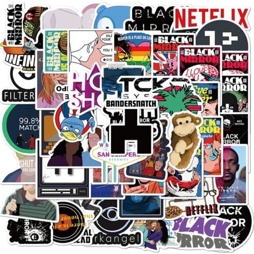 50PCS TV Series Black Mirror Stationery Waterproof Pvc Sticker Skateboard Suitcase Luggage Stickers Kid Classic Toy Sticker